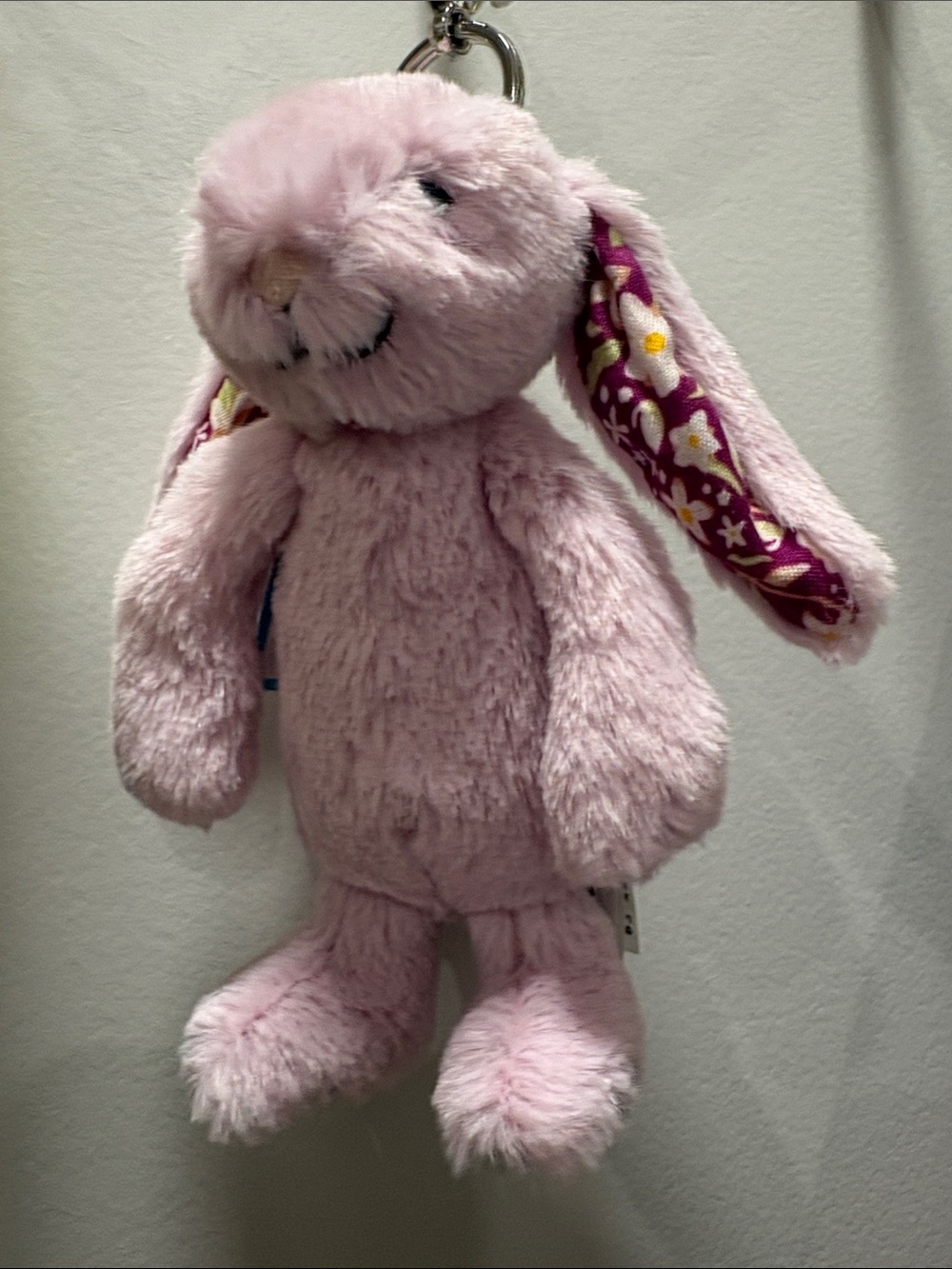 Jellycat Light Pink Floral-Ear Bunny Keychain